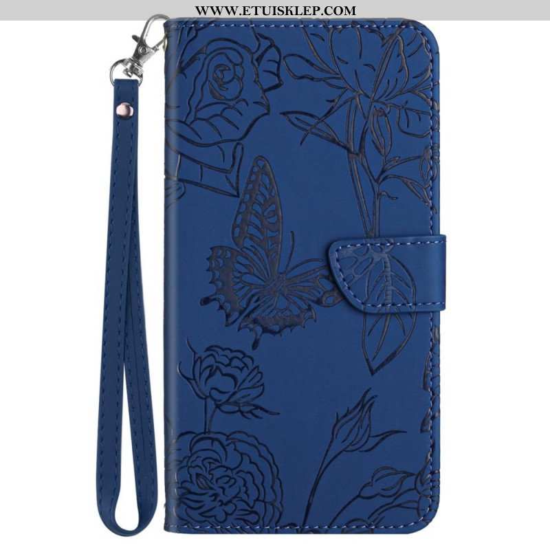 Etui Folio do Samsung Galaxy M33 5G Dyskretne Motyle I Smycz